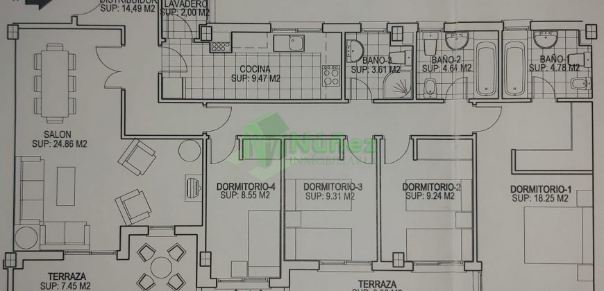 PISO 4 HABITACIONES 2 PLAZAS DE GARAJE Y 2 TERRAZAS